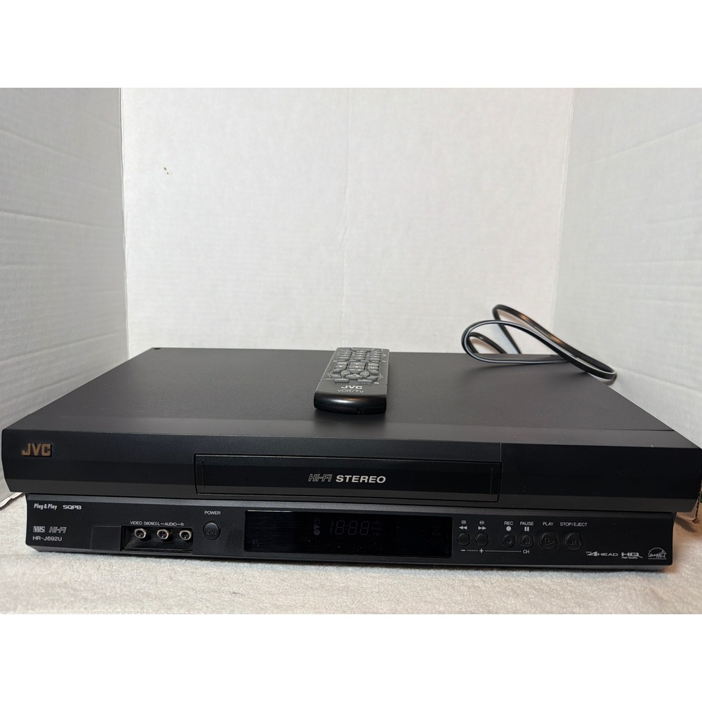 JVC HR-J692U VHS VCR Player Black 4-Head Hi-Fi Stereo SQPB with Remote Control